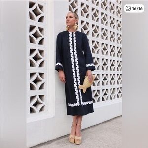 NWT Tuckernuck Atlantic Pacific Navy Blue White Embroidered Hartman Dress MEDIUM